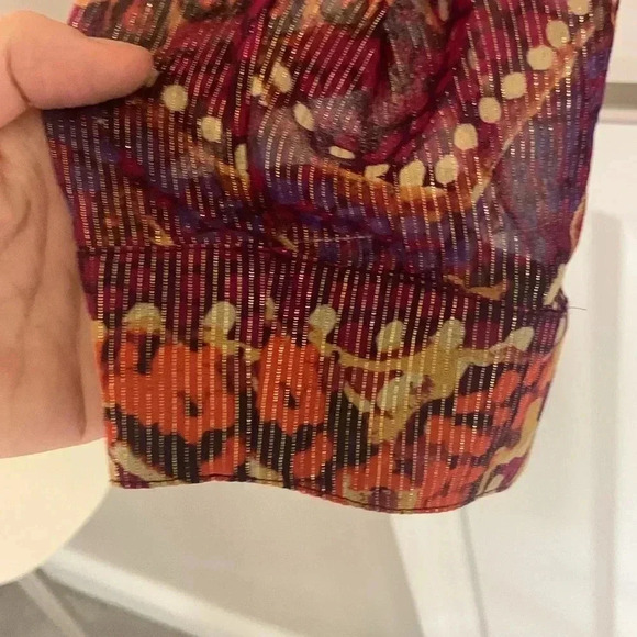 Laura Ashley multicolor and metallic sheer blouse size medium - Picture 5 of 8